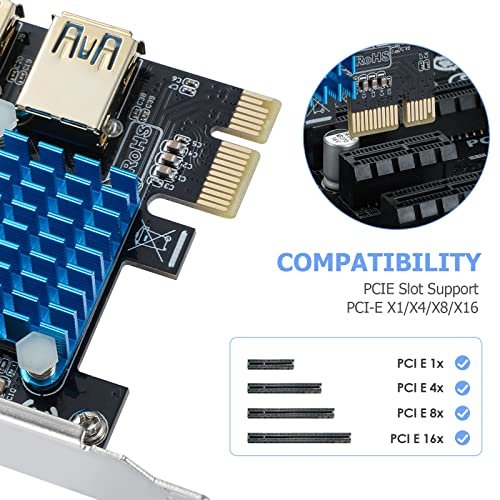 PCIe 1 to 4 PCI express 16X slots Riser Card PCI-E 1X to External 4 PCI-e  Slot