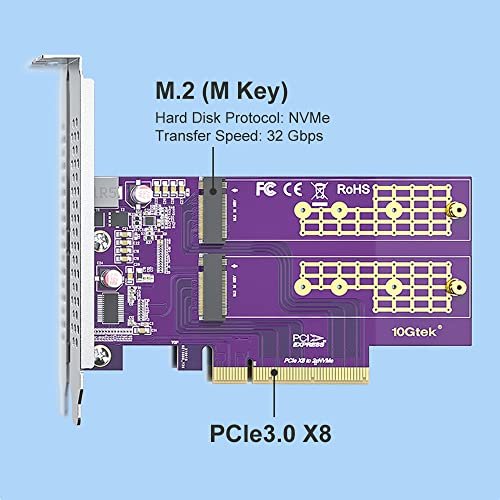 Redlux Pcie 3.0 To Nvme (2) M.2 Adapter For M.2 (M Key) Ssd, X8