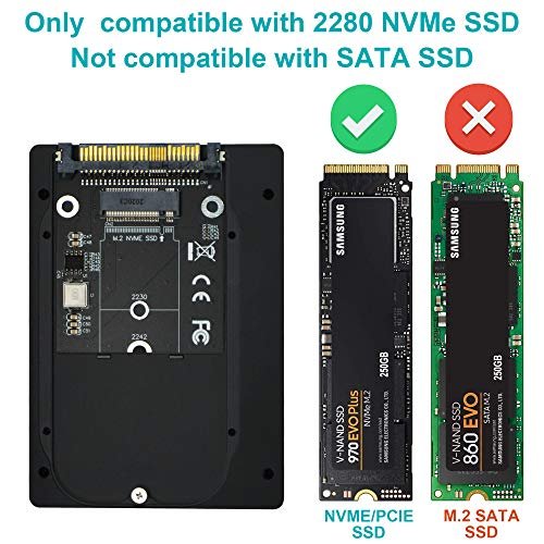 ADWITS 2 Pack U.2 to NVMe SSD Enclosure, U.2 (SFF-8639) to M.2 Key-M 2.5  Inch 7mm SSD Converter Caddy, Compatible with PCIe 3.0 4.0 NVMe & AHCI SSD  