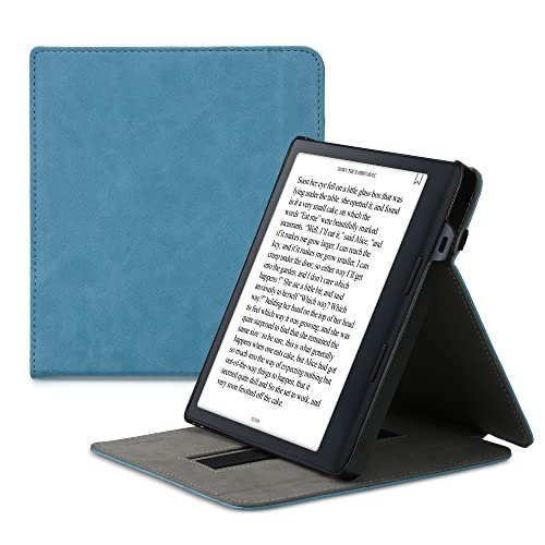 kwmobile Cover Compatible with Kobo Sage - Case with Strap + Stand - Petrol  - Imported Products from USA - iBhejo