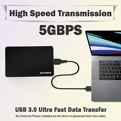 Suhsai 200Gb External Hard Drive Usb 3.0 Ultra Slim Portable Hdd