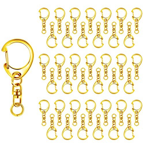 50PCS Swivel Lanyard Snap Hook with Key Rings, Metal Hooks Keychain Hooks  for Lanyard Key Rings Crafting, Lobster Clasp for Resin Charm, (Rose Gold)  