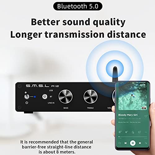 S.M.S.L A12 Stereo Audio Amplifier Bluetooth 5.0, Mini Hifi Class