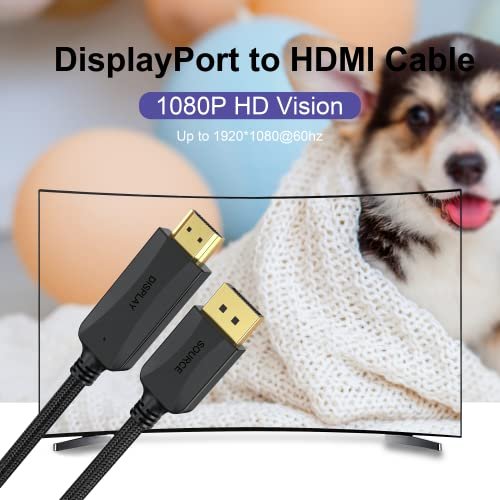 TECHTOBOX HDMI to DisplayPort Adapter 4K@60Hz [Braided, High Speed] HDMI  Male to DP Female Converter Cable Compatible for PC Graphics Card Laptop  Mac