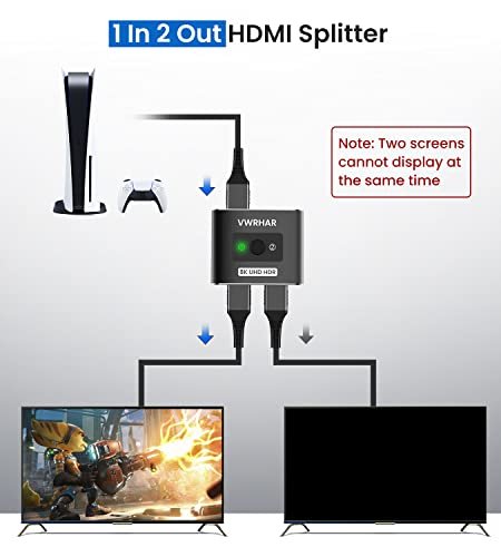 HDMI 2.1 Switch 8K HDMI Switcher, 4K 120hz HDR Aluminum Bi-Directional  Switch Splitter 2 in 1 Out or 1 in 2 Out, Support High Speed 48Gbps 8K@60Hz,  f - Imported Products from USA - iBhejo