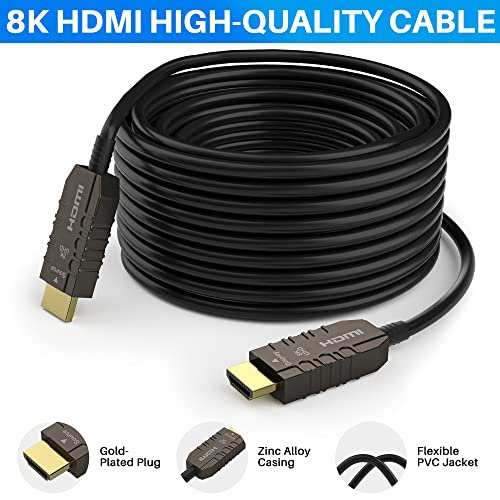 eARC Fiber Optic HDMI Cable, 8K/144Hz, 48Gbps