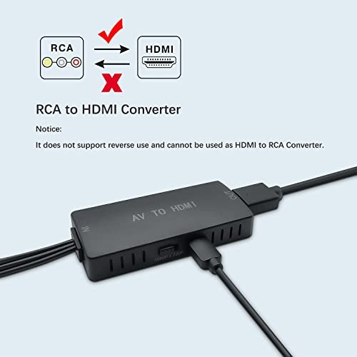 RCA to HDMI Converter, Composite to HDMI Adapter for PS One, PS2, PS3, STB,  Xbox