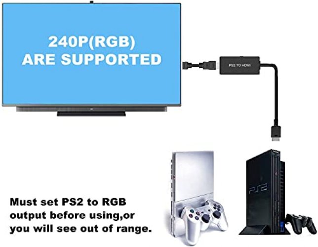 PS2 to HDMI Adapter PS2 HDMI Cable PS2 to HDMI Converter Support 4:3/16:9  Screen aspect ratio switch. Works for Playstation 1/Playstation 2 HD Link C  - Imported Products from USA - iBhejo