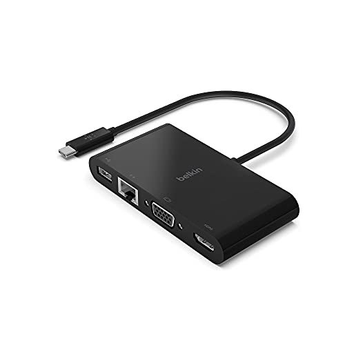  Belkin 4-in-1 USB-C Hub, MultiPort Docking Station for iPad,  iPad Mini, & MacBook, Mac Mini, MacBook Air, MacBook Pro with USB-C Gigabit  Ethernet, USB-A 3.0, VGA, & 4K HDMI : Electronics