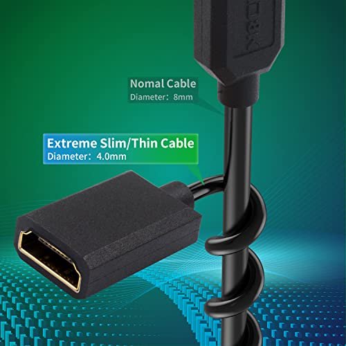 Duttek 8K Coiled HDMI Extender Cable 90 Degree Down Angled Male