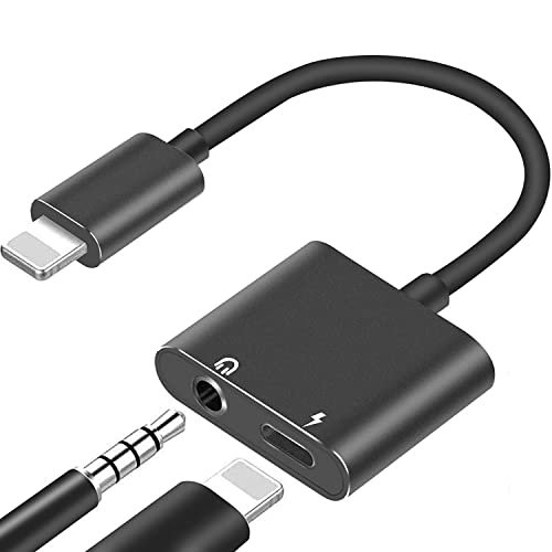 2 Pcs 3.5mm Headphones Jack Adapter, 2 in 1 3.5mm AUX Audio & Charge Cable,  Compatible for 14 13 12 11 XS XR X 8 7 iPad, Support All iOS System 