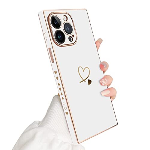 Compatible with iPhone 11 Pro Max Case with Camera Protection,Luxury  Plating Love Heart Phone Case Women Men Girl,Soft TPU Bumper with Small  Love