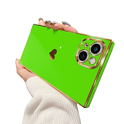 Square iPhone 13 Pro Max Case,Cute Full Camera Lens Protection &  Electroplate Reinforced Corners Shockproof Edge Bumper Case Compatible with  iPhone 13