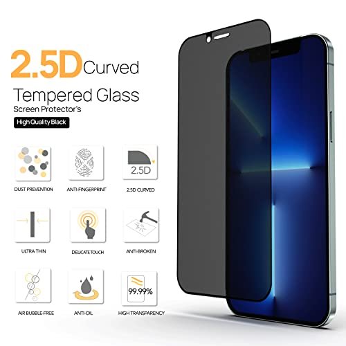 Icesword Privacy Screen Protector For Iphone 14 / Iphone 13 / Iphone 13 Pro  (6.1 Inch) [2022 Shatterproof], Tempered Glass Film 9H Hardness,10X Stron -  Imported Products from USA - iBhejo