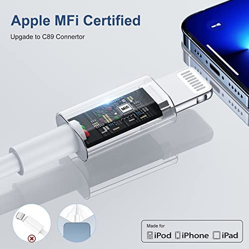 iPhone 12 13 14 Fast Charger Cable 6ft, [MFi Certified] USB C to Lightning  Cable 3 PACK, Type C Port Support iPhone Charging Cord for iPhone  14/13/12/11/Pro/Max/XS/XR//8/7/6/5S/5/SE/iPad Case 