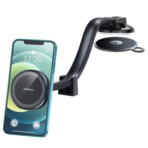  APPS2Car Magnetic Phone Holder for Car, Dashboard Windshield  Phone Holder Mount with Flexible Arm & Built-in Strong Magnets, Suction Cup  Phone Holder for Car Compatible with All Smartphones : Cell Phones