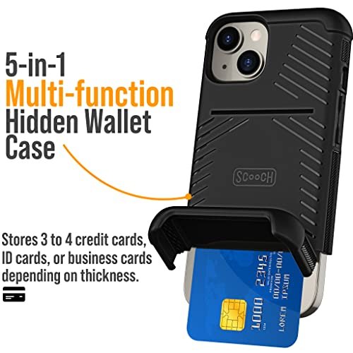 Scooch iPhone 15 Pro Max Wallet Case with Credit Card Holder - Wingmate Black