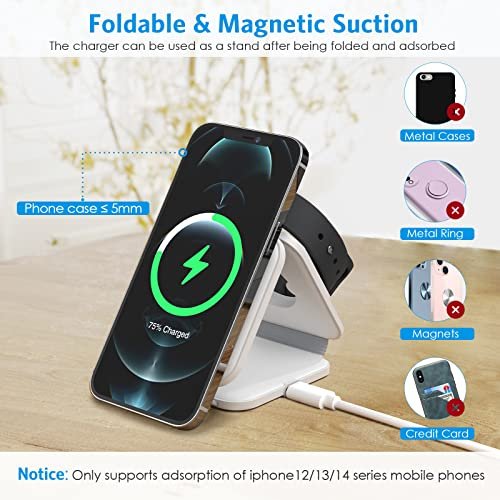 Criacr 3 In 1 Magnetic Foldable Wireless Charger, Wireless Charging Station  For Travel, Compatible With Iphone 14/Pro/Max/Plus/13/12, Apple Watch, Ai -  Imported Products from USA - iBhejo