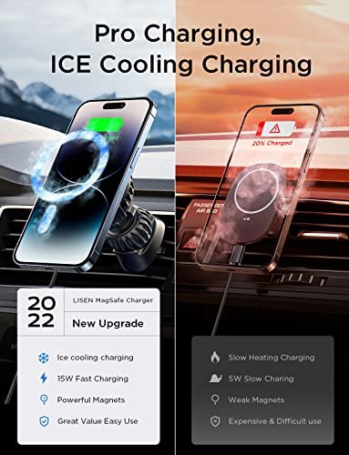 Lisen For Magsafe Car Mount Charger, [20 Strongest Magnets] 15W Wireless  Car Charger Mount For Iphone, Ice Cooling Magnetic Car Phone Holder Charger  - Imported Products from USA - iBhejo