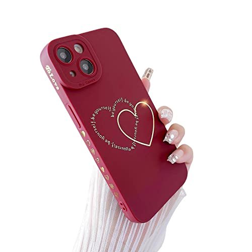 Cute for iPhone 14 Pro Max Case for Women Girls, Luxury Bling Gold Love  Heart Plating Phone Cases, Full Coverage Camera Lens Protective Cover Soft