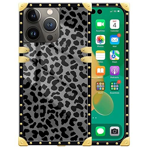 Djsok Case Compatible With Iphone 14 Pro Max J Black Leopard