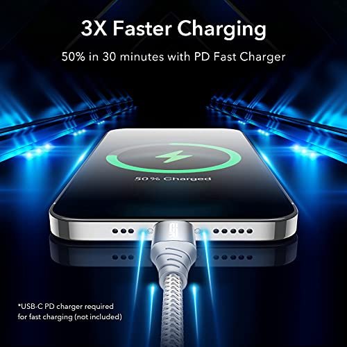 ESR USB-C to Lightning Cable, 6.5 ft (2 m), MFi-Certified, PD Fast Charging  Cable for iPhone 14/14 Plus/14 Pro/14 Pro Max, iPhone 13/12 Series, iPhone