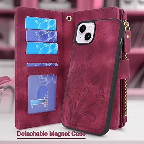 TUCCH iPhone 15 Plus Magnetic Detachable Wallet Case, with Shockproof  Removable TPU, Card Holders, RFID Blocking, Stand Feature, Magnets Clasp,  Flip Protective Leather Cover for iPhone 15 Plus 6.7-inch