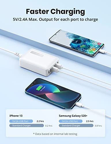 60W 12A USB Charger with Quick Charge 3.0 USB USB c 8 Port Desktop