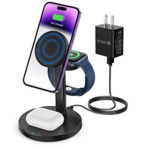 Cucicu Wireless Charger, 3-In1 Magnetic Charging Station Fast Wireless  Mag-Safe Charging Stand,Compatible With Iphone 14/Pro/Max/Plus/13/12 Series, Ai - Imported Products from USA - iBhejo