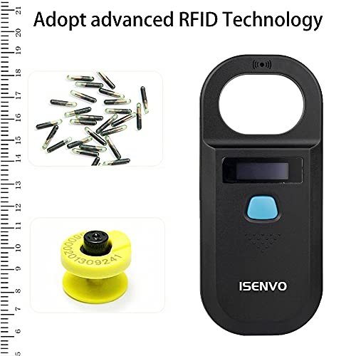 ISENVO Pet Microchip Scanner Rechargeable RFID EMID Micro Chip Reader ...