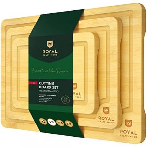 Wood Cutting Board Set - Bamboo Cutting Board with Juice Groove - Kitchen Chopping Board for Meat (Butcher Block) Cheese and Vegetables | Heavy Duty