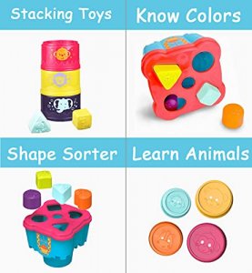 KIMI HOUSE 15 Pieces Stack Up Cup Toys, Early Development Toys, Stacking, Nesting, Sorting Cups and Rattle Shaker for Infants, Toddlers, Boys, Girls,