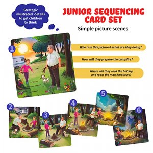 Spark Cards Jr Basic Sequence Cards for Storytelling and Picture Interpretation Speech Therapy Game, Special Education Materials, Sentence Building,