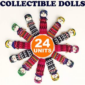 24 Worry Dolls from Guatemala - Super Cute Small Worry Dolls + 1 Free Guatemalan Fabric Bag - Worry Doll - People - Mayan - Trouble - Anxiety - Guate