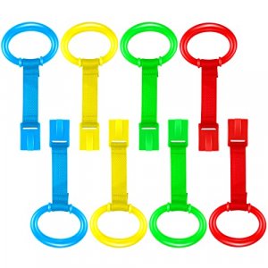8 Pieces Baby Crib Pull Ring Baby Walking Exercises Assistant Rings Bed Stand Up Ring Hanging Ring Crib Pull Rings for Playpen Play Gym Cot Ring for