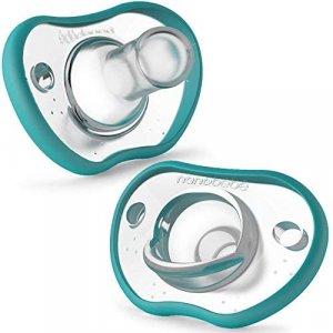 Nanobebe Baby Pacifiers 0-3 Month - Orthodontic, Curves Comfortably with Face Contour, Award Winning for Breastfeeding Babies, 100% Silicone - BPA Fr