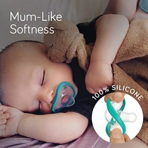 Nanobebe Baby Pacifiers 0-3 Month - Orthodontic, Curves Comfortably with Face Contour, Award Winning for Breastfeeding Babies, 100% Silicone - BPA Fr