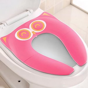 Gimars Non Slip No Falling Travel Folding Portable Potty Training Seat Fits Most Toilets, 6 Large Non-slip Silicone Pad, Home Reusable with Waterproo