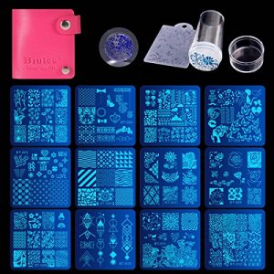 Nail Stamp Kit - Biutee Nail Art Stamping Plate Kit Jelly Silicone Stamper  Nail Design Stencils Printer Scraper Storage Bag Tool Set StampTemplate  with Flower Line Series 2
