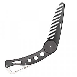 Stainless Steel Folding Beard Comb, Portable Multifunction Anti Static Fine to Medium Metal Hair Comb for Men Grooming, Combing Hair, Beard, and Must
