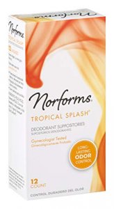 Norforms Feminine Deodorant Suppositories | Long Lasting Odor Control | Tropical Splash | 12 Count | Pack of 3