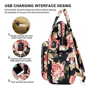 Laptop Backpack for Women,15.6 Inch Stylish College School Backpack with USB Charging Port,Water Resistant Casual Daypack Laptop Backpack for Girls/N