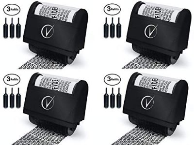 Lomil Identity Protection Roller Stamps 2 Pack - Confidential Roller Stamp  with 4 Refills - Wide Identity Theft Protection Stamp for ID Blockout,  Privacy & Security(Black) 