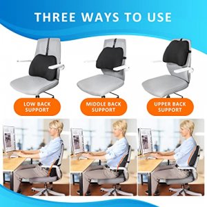 Lumbar Support Pillow for Office Chair for Back Pain Relief - Mini Lumbar Pillow Office Chair Back Support with Height Adjustable Strap - High Densit