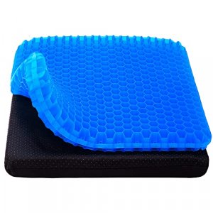 Gel Seat Cushion, Cooling seat Cushion Thick Big Breathable Honeycomb Design Absorbs Pressure Points Seat Cushion with Non-Slip Cover Gel Cushion for