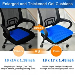 Gel Seat Cushion, Cooling seat Cushion Thick Big Breathable Honeycomb Design Absorbs Pressure Points Seat Cushion with Non-Slip Cover Gel Cushion for