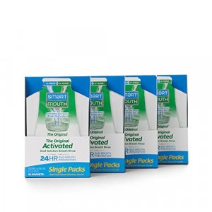 SmartMouth Original Activated Mouthwash Single Packs, Travel Mouthwash, Fresh Mint, 4 Pack