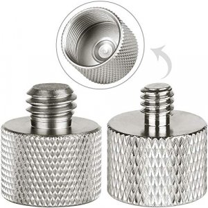 Anwenk Mic Stand Adapter 5/8 to 1/4 Adapter and 5/8 to 3/8 Adapter Combo Pack Mic Thread Screw Adapter Microphone Stand Adapter to Tripod Adapter, 2