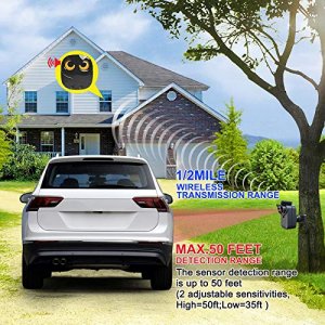 Driveway Alarm- 1/2 Mile Long Range Wireless Driveway Alarm Outdoor Weather Resistant Motion Sensor&Detector-DIY Security Alert System-Monitor&Protec