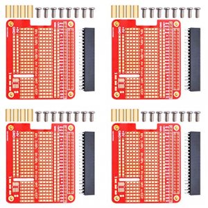 GeeekPi 4X Prototype Breakout DIY Breadboard PCB Shield Board Kit for Raspberry Pi 4 3 2 B+ A+ (Red)